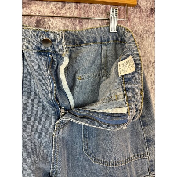Cargo Jeans Women S Grunge Hip Hop Skate Pocket Baggy Wide Leg Y2K School - Picture 11 of 13